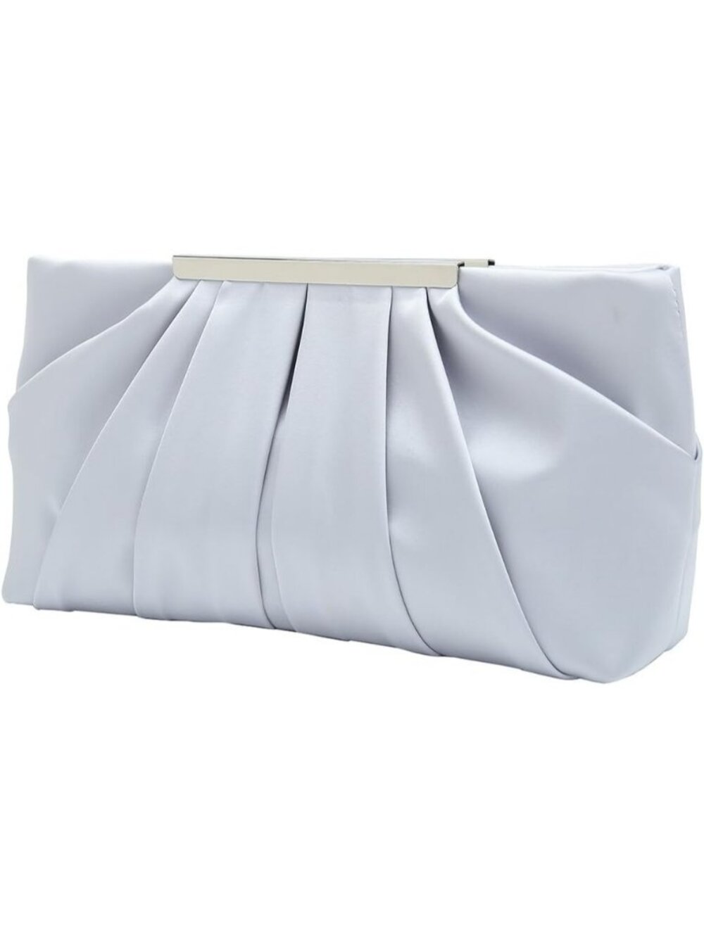 Women Silver Elegant Pleated Satin Simple Classy Purse Formal Clutch Handbags